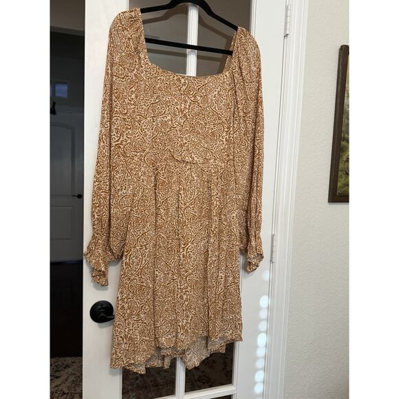 NWT Savanna Jane Babydoll Western Boho Gold Paisley Print Dress 2X Fall - Picture 6 of 13